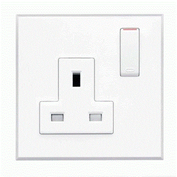 Saklar Rania  Accessories Single UK Switched Socket 13A. in AW