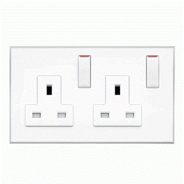 Switch Rania Accessories Switched Socket In UK Twin BB. BC. BN. SB or SC SN.